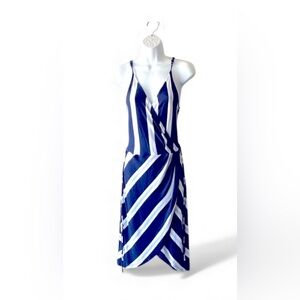 41 Hawthorn Navy and White Striped Wrap Midi Dress